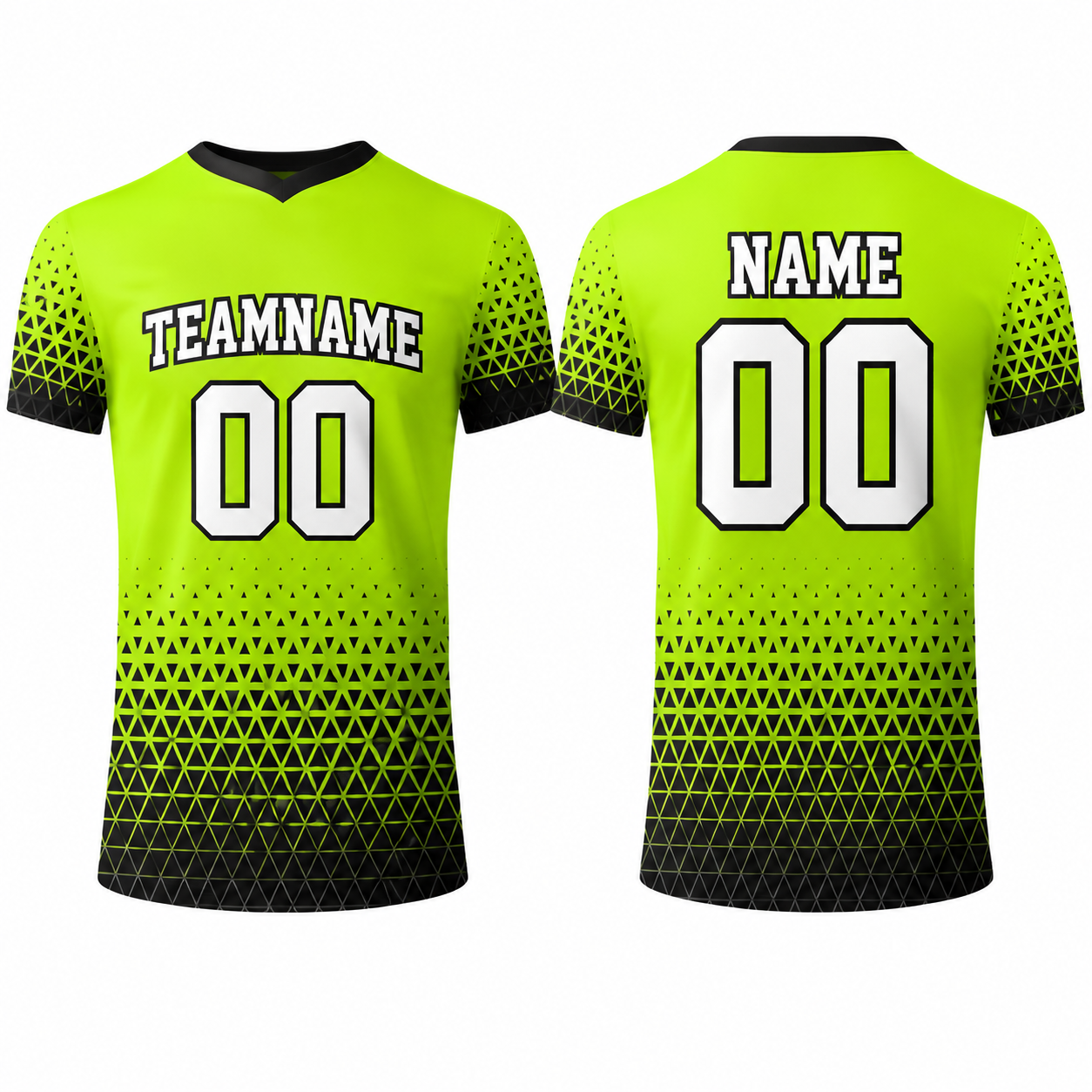 Fußball Trikot mit V-Ausschnitt Kurzarm Lime Schwarz