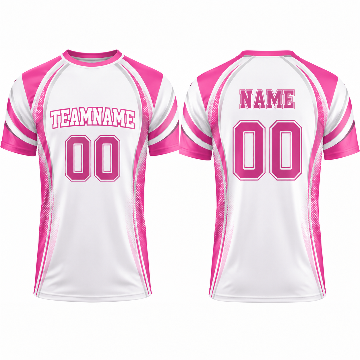 Fußballtrikot Kurzarm in Weiß und Pink mit Bogen-Design