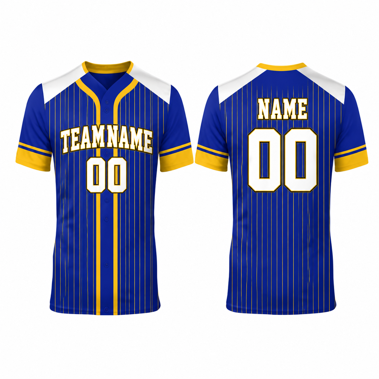 Fußballtrikot Kurzarm mit Pinstripe-Design in RoyalBlue und Yellow