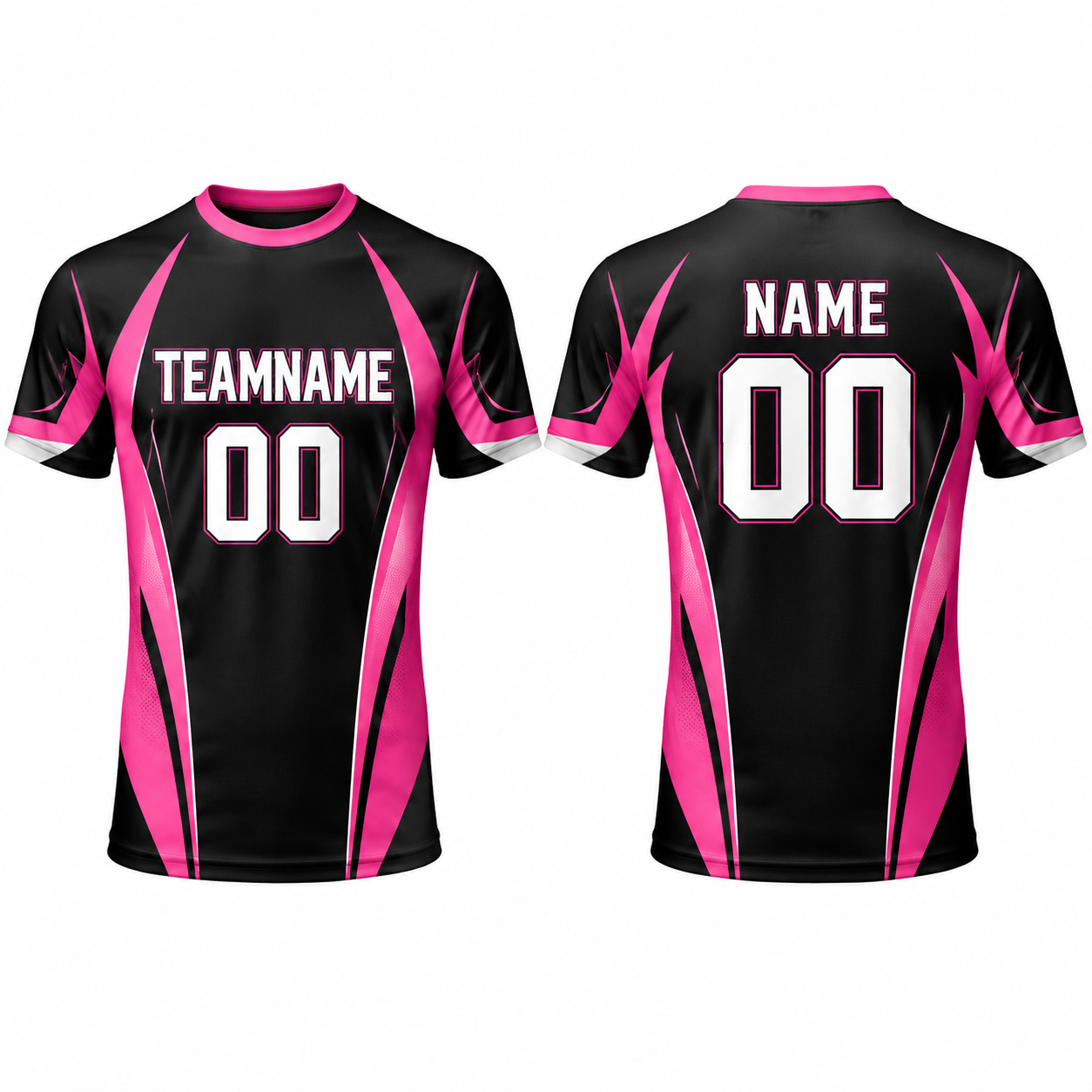 Fußballtrikot mit Wellen-Panel-Design Schwarz/Pink Kurzarm Performance