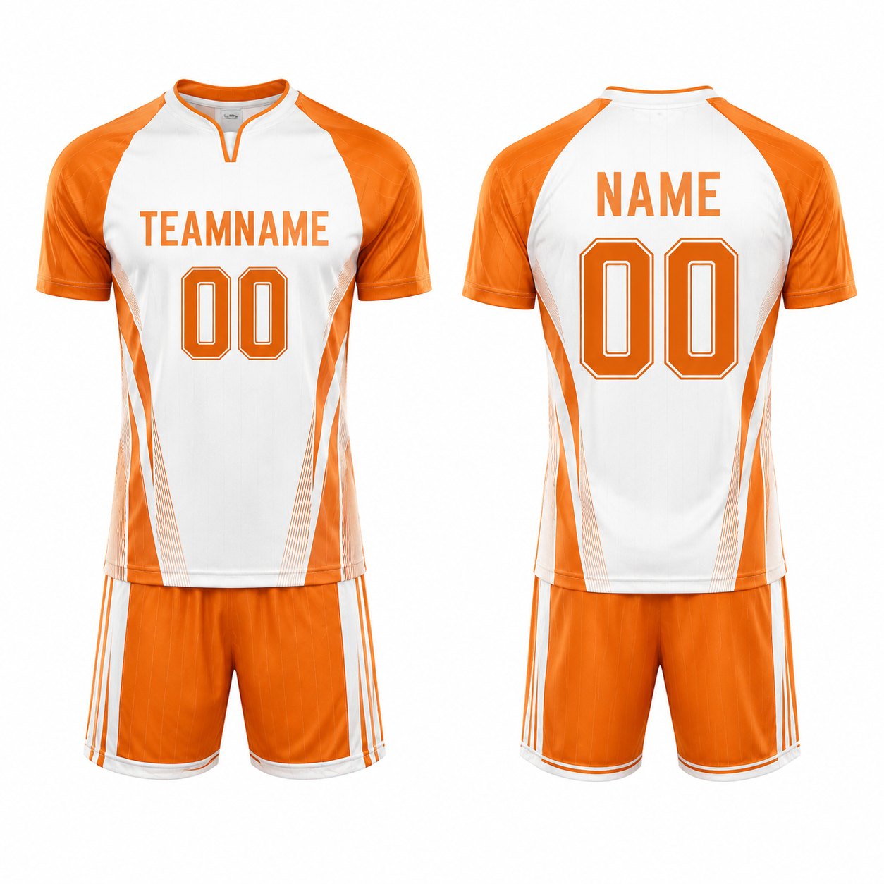 Fußball Trikot Set Kurzarm in Orange und Weiß