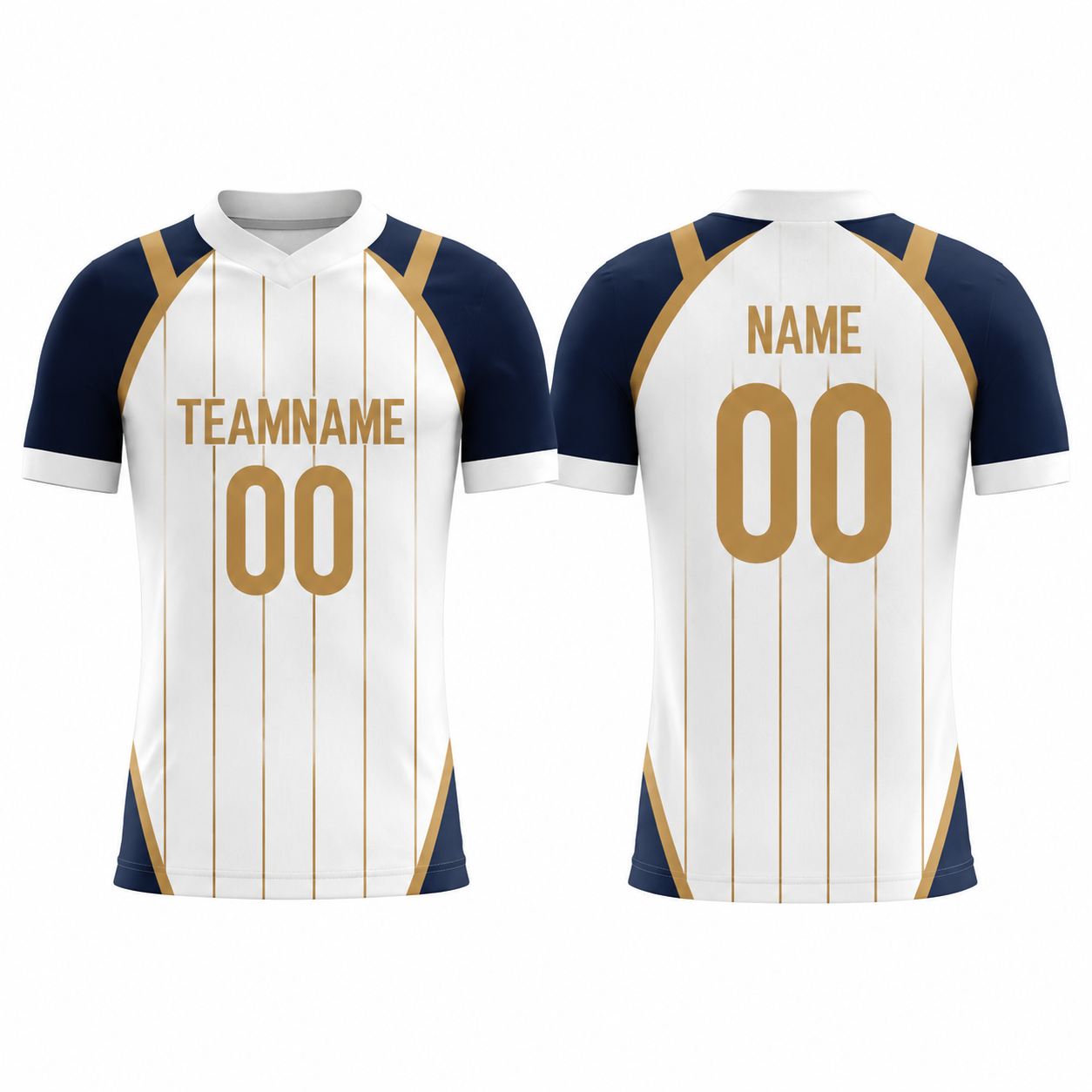 Fußballtrikot in Gold und Navy mit V-Ausschnitt und Kurzarm