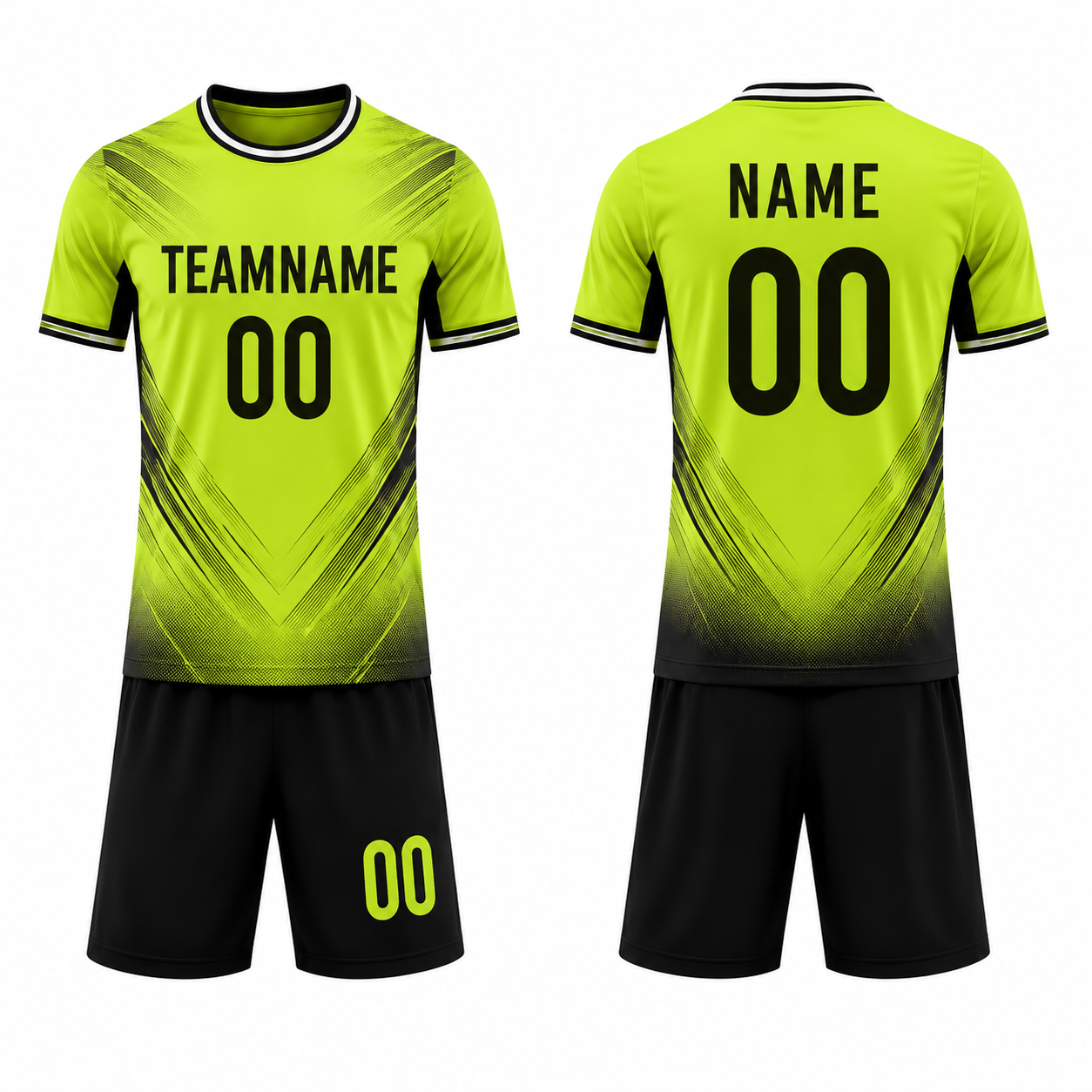 Fußball Trikot-Set Kurzarm Lime/Schwarz