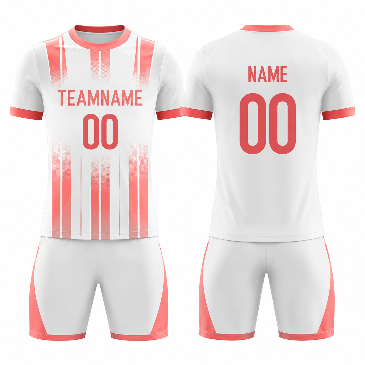 Fußball Trikot-Set Kurzarm Weiß/Koralle