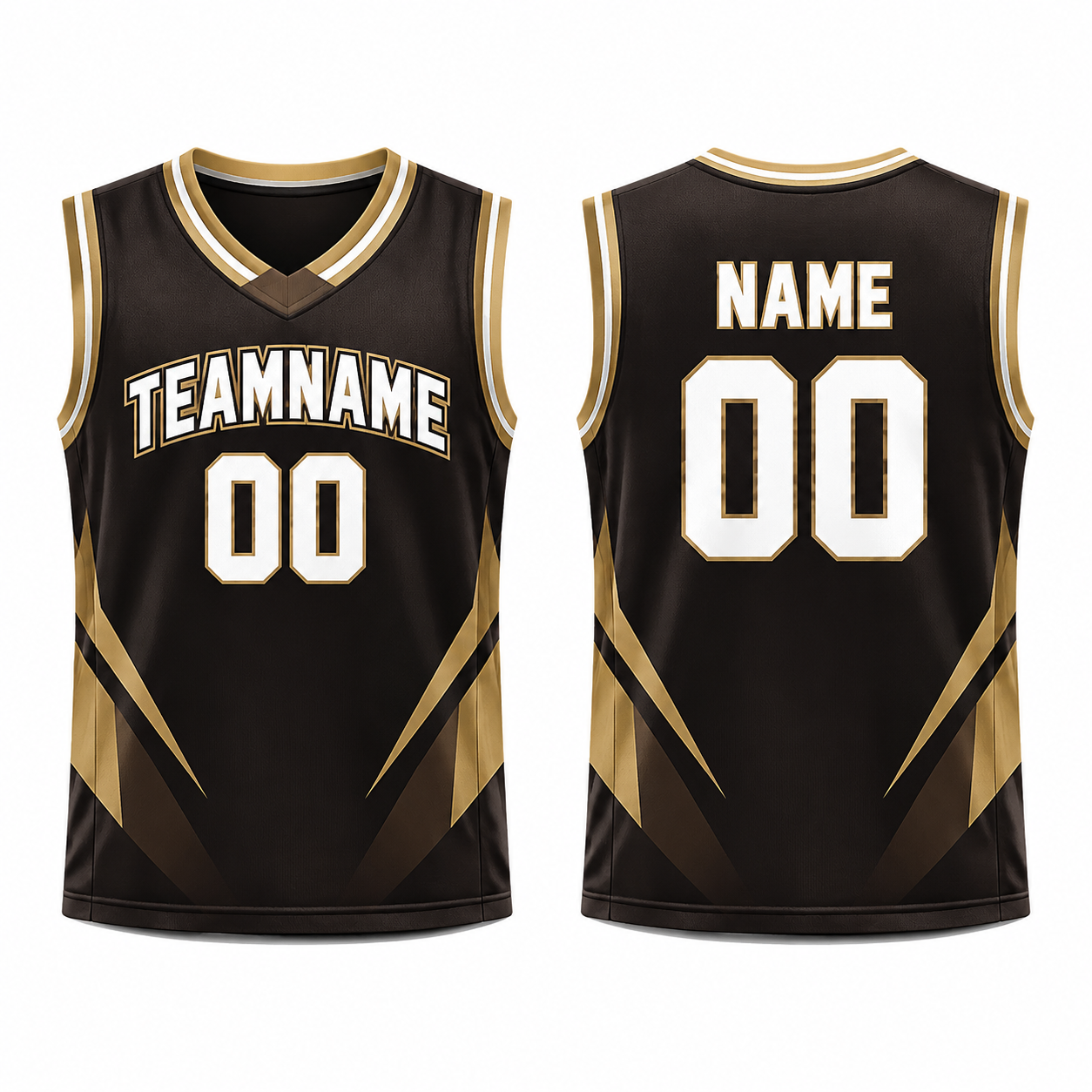 Basketball-Tanktop in Gold und Braun mit geometrischem Design