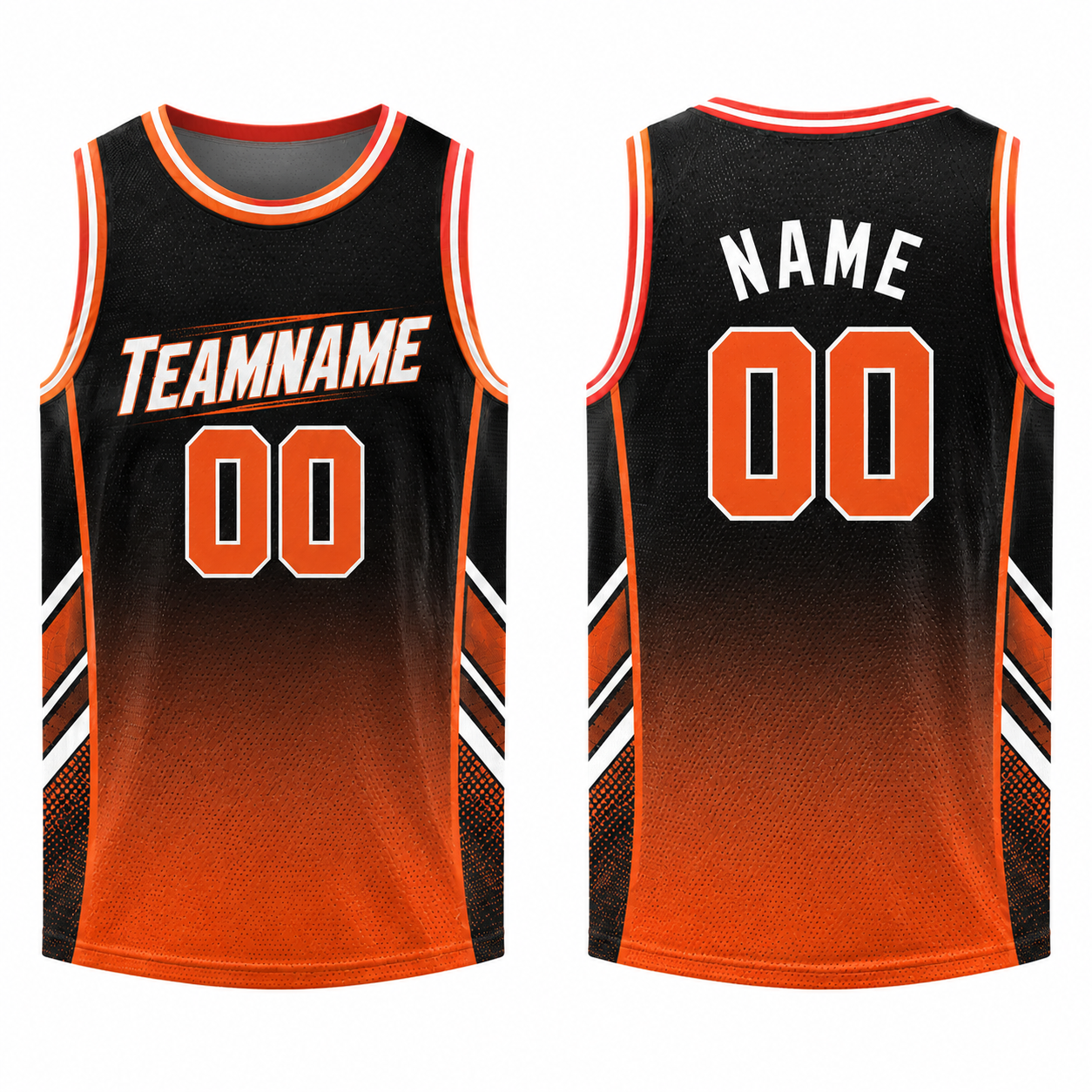 Basketball Trikot - Schwarz/Orange - Ärmellos - Rundhals - Farbeffekt