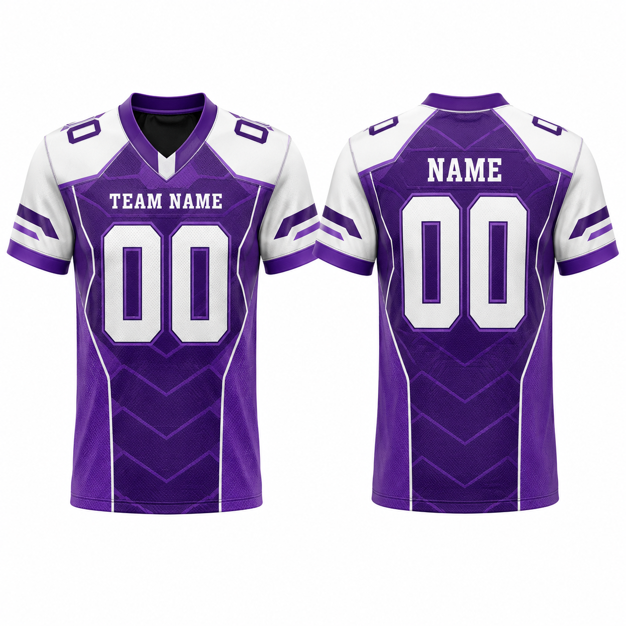 American Football Trikot Kurzarm V-Ausschnitt in Lila und Weiß