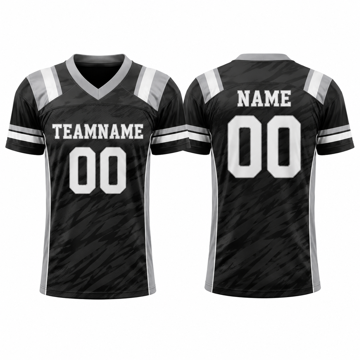 American Football Trikot in Grau und Schwarz mit V-Ausschnitt