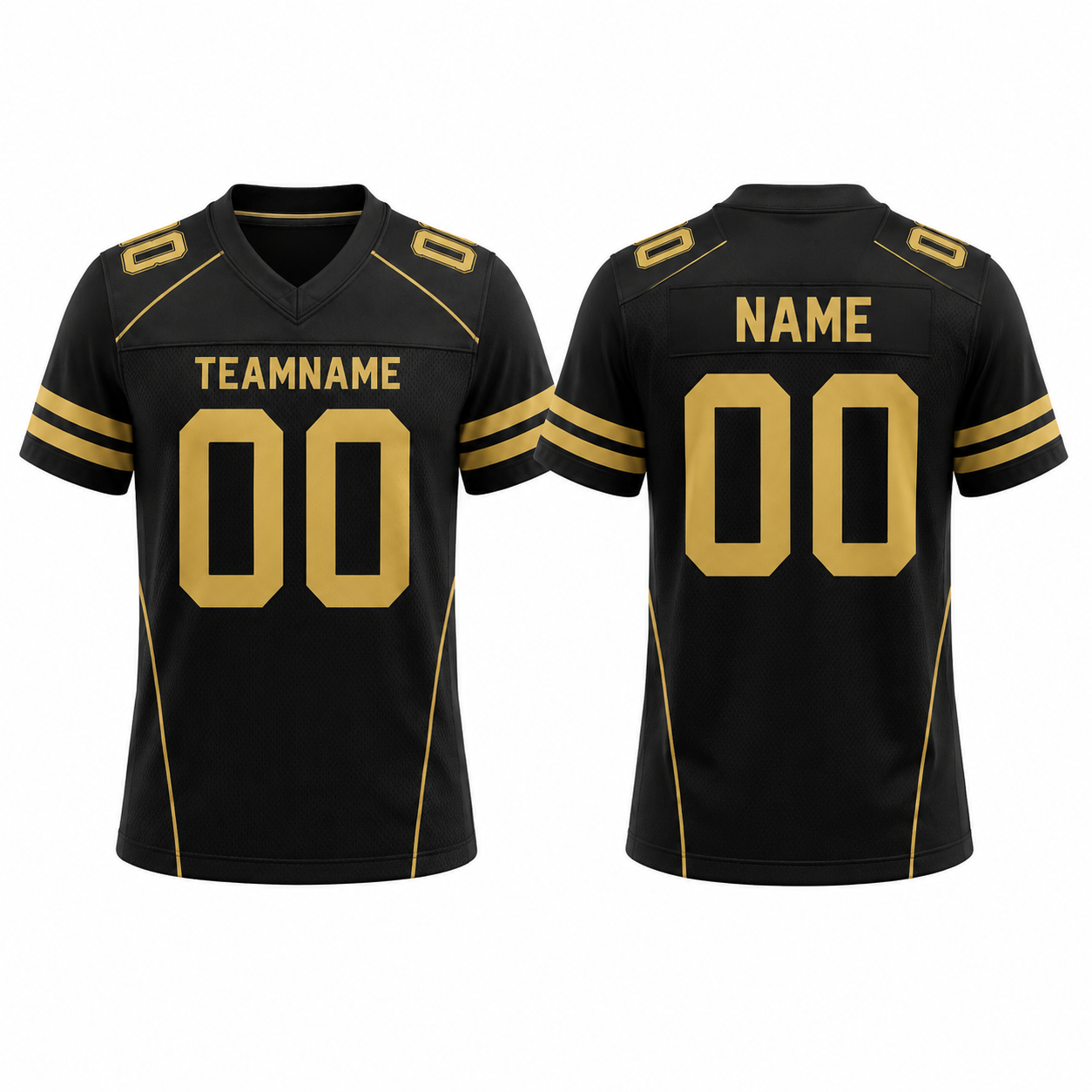 American Football Trikot in Schwarz und Gold mit V-Ausschnitt