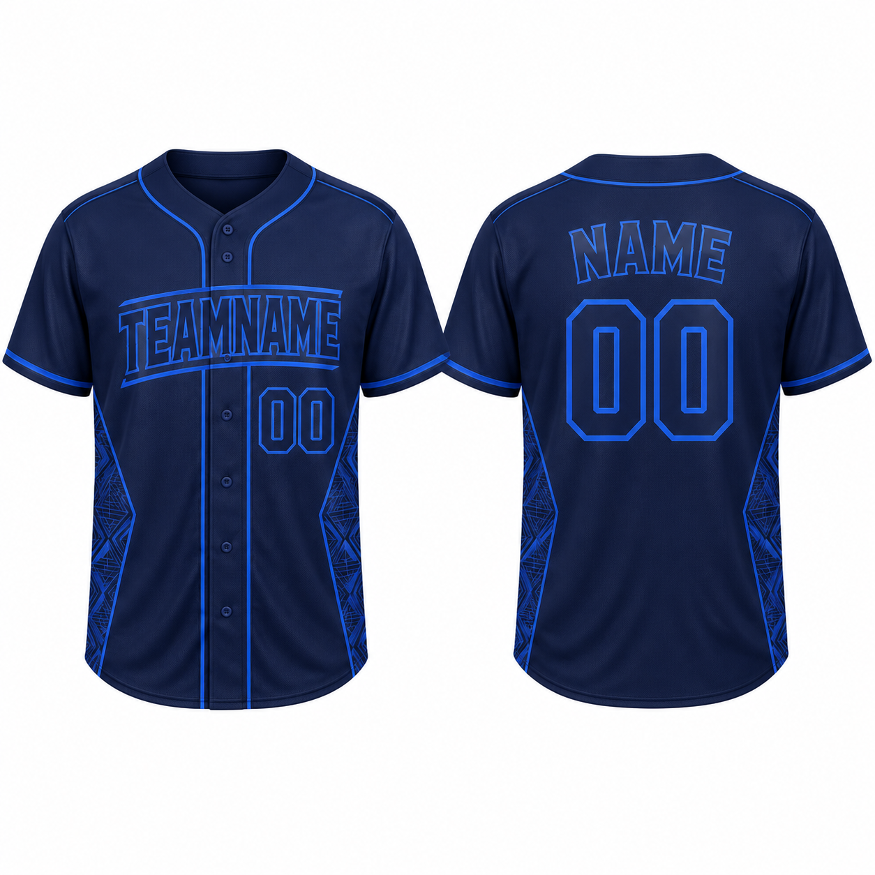 Baseball-Trikot, Kurzarm, Weiß und Blau, Knopfleiste, Modernes Design