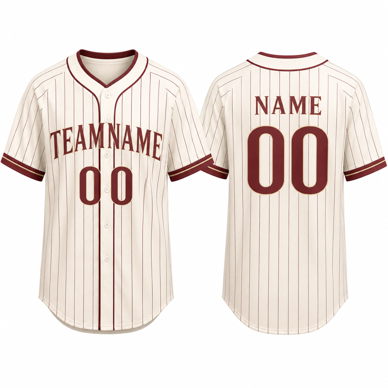 Baseball-Trikot mit Streifen in Maroon und Cream