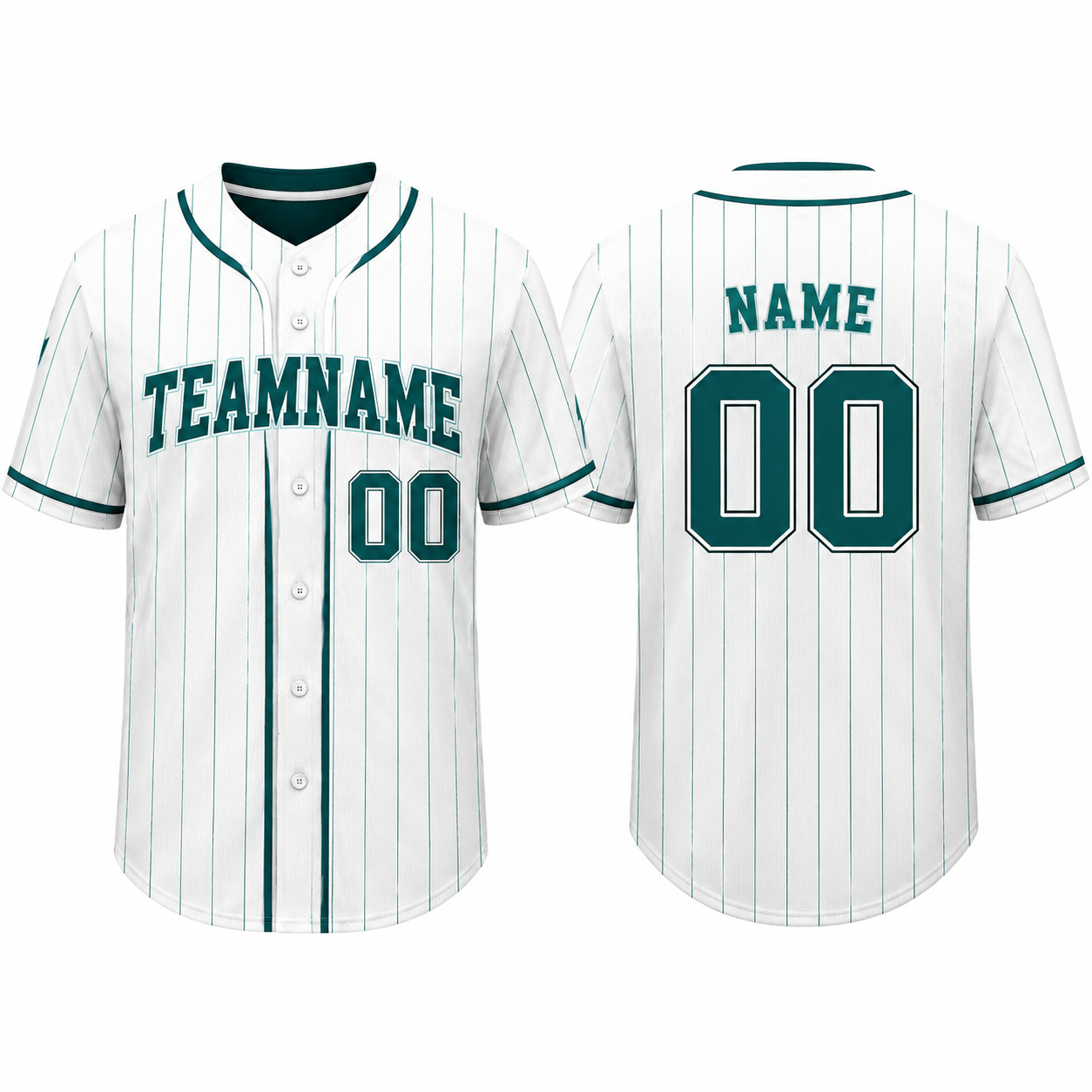 Baseball-Trikot mit Knopfleiste - Weiß & Smaragdgrün